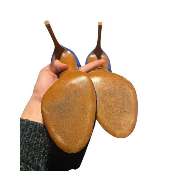 Ralph Lauren Purple Label Sonkia Two-Tone Blue Nappa Leather Stiletto Heels 8.5 - Picture 13 of 16